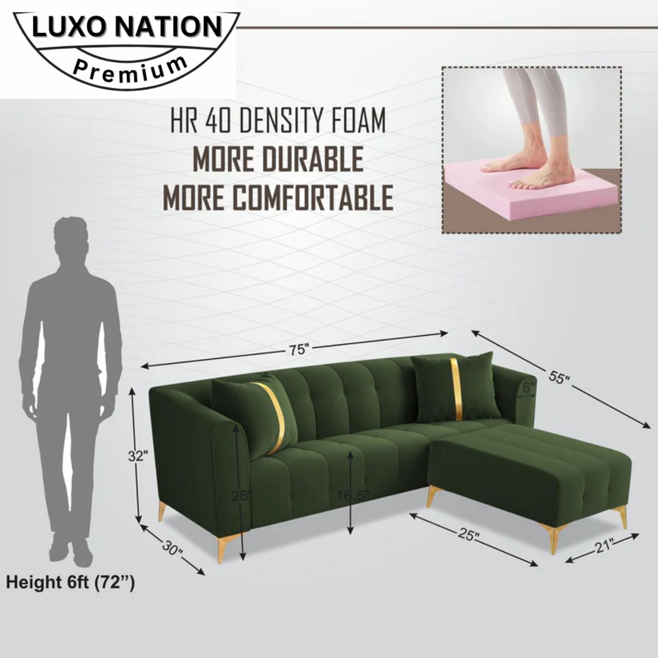 Luxo Nation Modern Luxury Sectional Sofa – Ultimate Comfort & Style